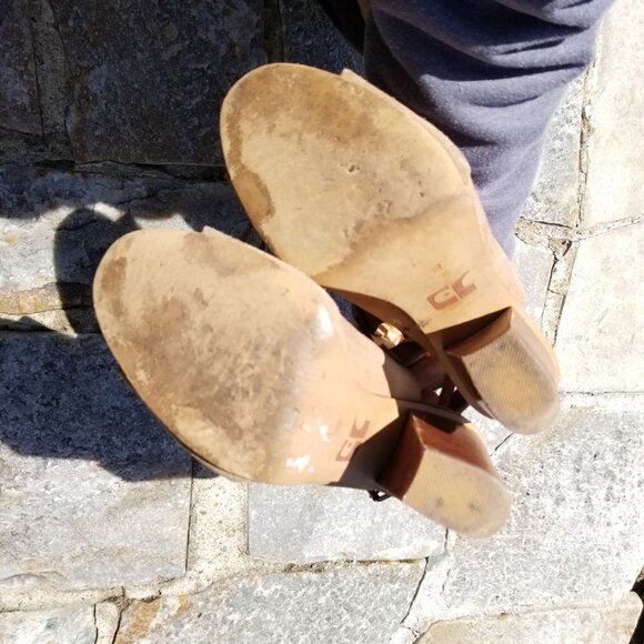 Joe's Jeans Taupe Petra Stone Tan Suede Peep Toe B - Picture 14 of 15